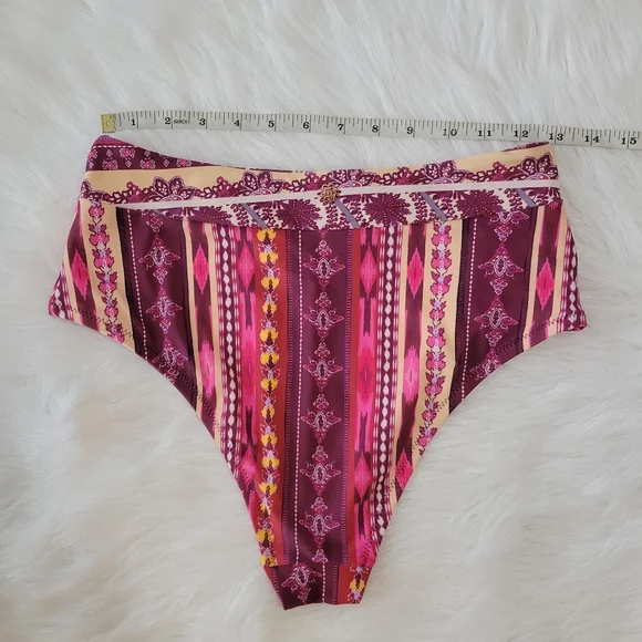 Nanette Lepore Swim Bikini Set 8 Bohemian Print Asymmetrical Cut High Rise NWT - Picture 14 of 16